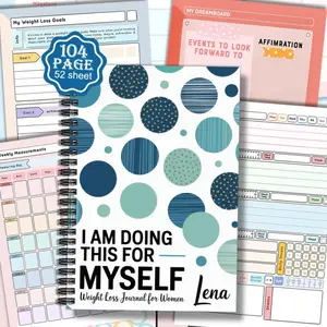 1 Aesthetic Health Weight Loss Journal Notebook for Men and Women - Fitness Diary with Meal Plans, Workout Trackers and Progress Charts - Compact Nutrition Log for Gym Training - Personal Weight Loss Diary