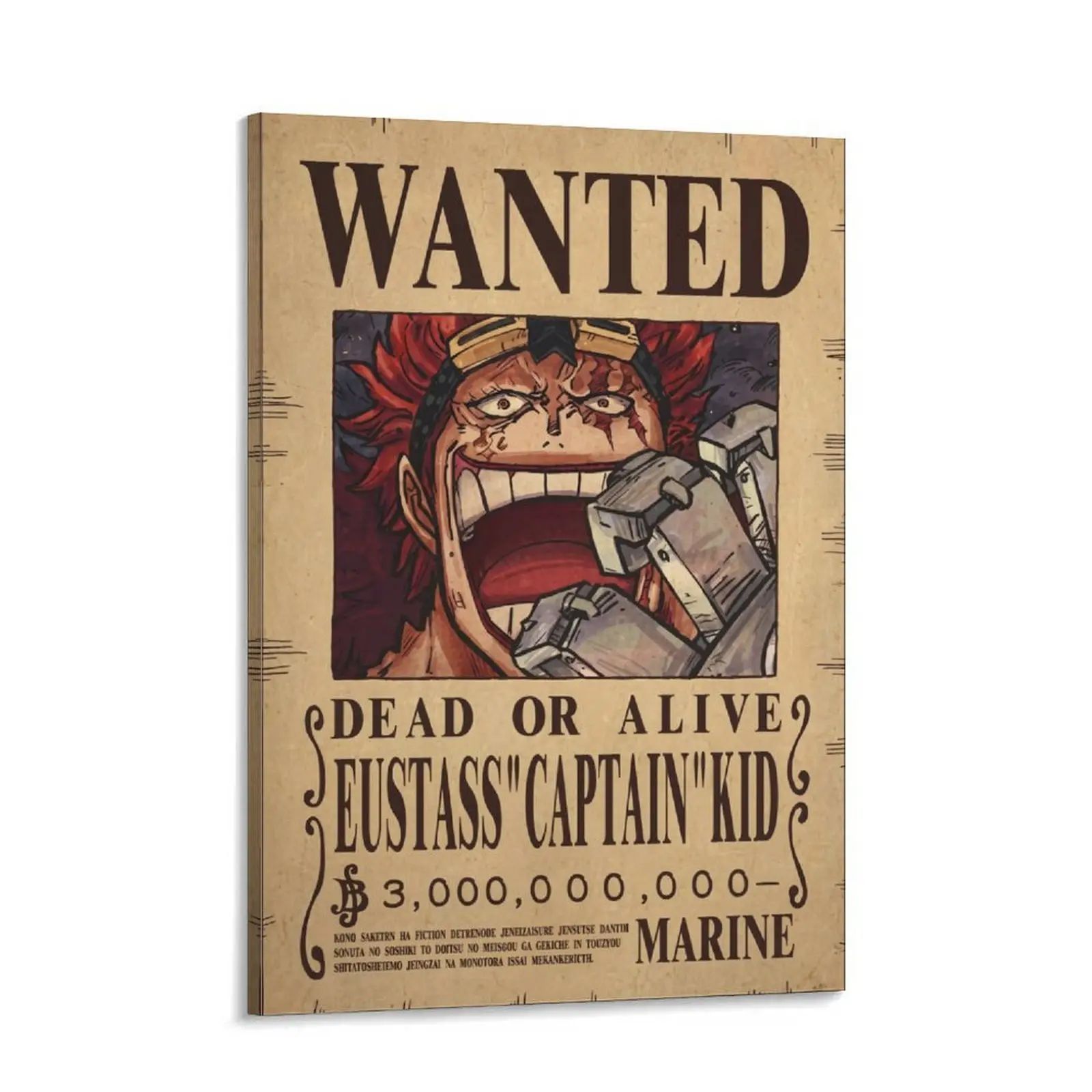 3 Billion Berry Eustass Kid Wanted Poster - One Piece Captain Kid Anime Wall Art Print | Eustass Captain Kid Bounty Decor