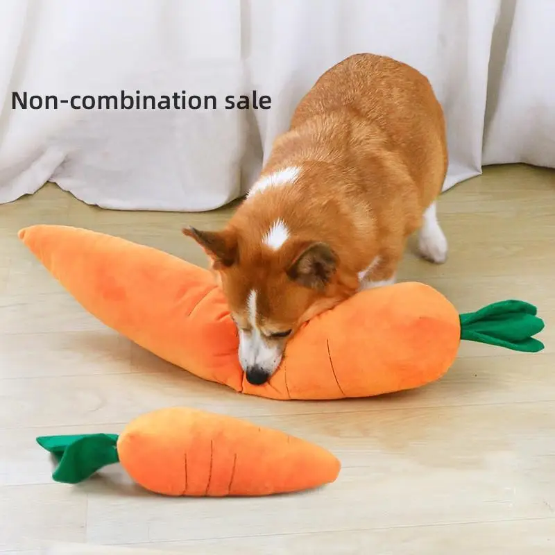 Cute Carrot Design Pet Plush Toy, Durable Chewable Stuffed Animal Plushie for Cats Kittens Dogs, Christmas Gift