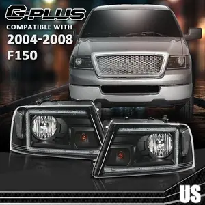 Fit For 2004-2008 Ford F150 Lincoln Mark LT LED DRL Headlights Assembly Black G-PLUS