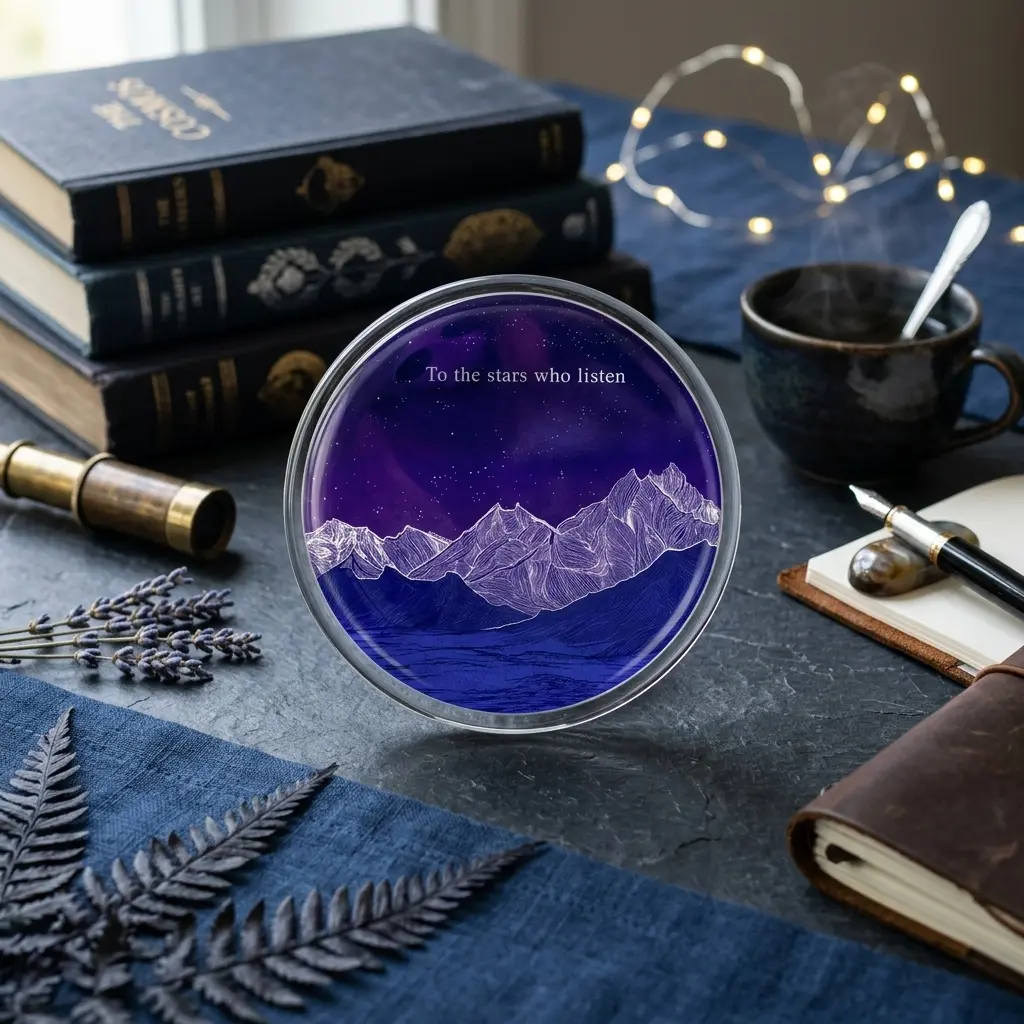 Celestial Mountain Phone Grip, Night Sky Acrylic Phone Holder Stand, Expandable Grip Compatible with iPhone, Samsung & Most Smartphones