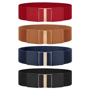 JASGOOD 4 Pack Cosplay Belt Wide Elastic Stretch Waist Belts for Women Dress