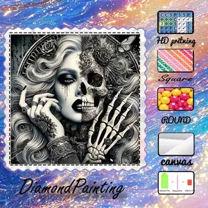 DIY 5D Flocking Cloth Diamond Painting Kit, AB Diamonds, Fairy Dust Diamonds, Crystal Diamonds, Hands, Bones, Flowers Diamond Embroidery, Special Craft Art Set, Wall Decor, Gift for Family, Loved Ones, Friends.