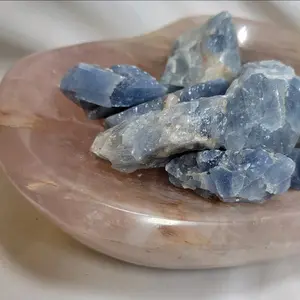 1/2 Pound Rough Blue Calcite Crystal Chunks Lapidary Home Ornament Car Pendant Bag Pendant