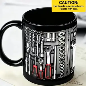[MADE IN US] Heavy-Duty Mechanic Mug, Beverage Mug, 11oz Ceramic Coffee Cup with Automotive Tool Design, Garage Decor, Ideal Gift for Mechanics & Car Enthusiasts, Ceramic Printed Drinkware