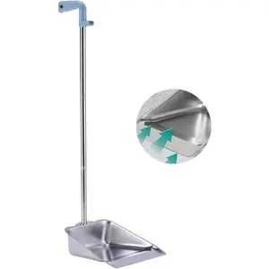 Dust Pans with Long Handle-Metal Upright Dustpan Heavy Duty, 35 Long Handled Stand Up Dustpans For Lobby, Garage, Home And Yard (Dustpan only)