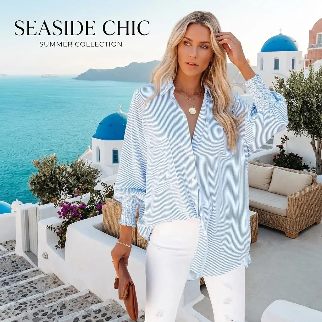 Women's Casual Oversized Boyfriend Shirt - Long Sleeve Striped Button Down Blouse with Smocked Cuff, Shirred Detail, and Pocket, Perfect for Everyday Wear, Comfortable Loose Fit Tops, Fashionable Collar Design, Lightweight Breathable Fabric Women's Casual Oversized Boyfriend Shirt - Long Sleeve Striped Button Down Blouse with Smocked Cuff, Shirred Detail, and Pocket, Perfect for Everyday Wear, Comfortable Loose Fit Tops, Fashionable Collar Design, Lightweight Breathable Fabric