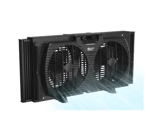 Comfort Zone 9" Twin Window Fan with Quiet Setting, 3-Speeds, Auto-Locking Expanders, Black