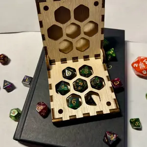 Custom Engraved Wooden Dice Box with Magnetic Closure | Fits Standard 7-Piece TTRPG Dice Set