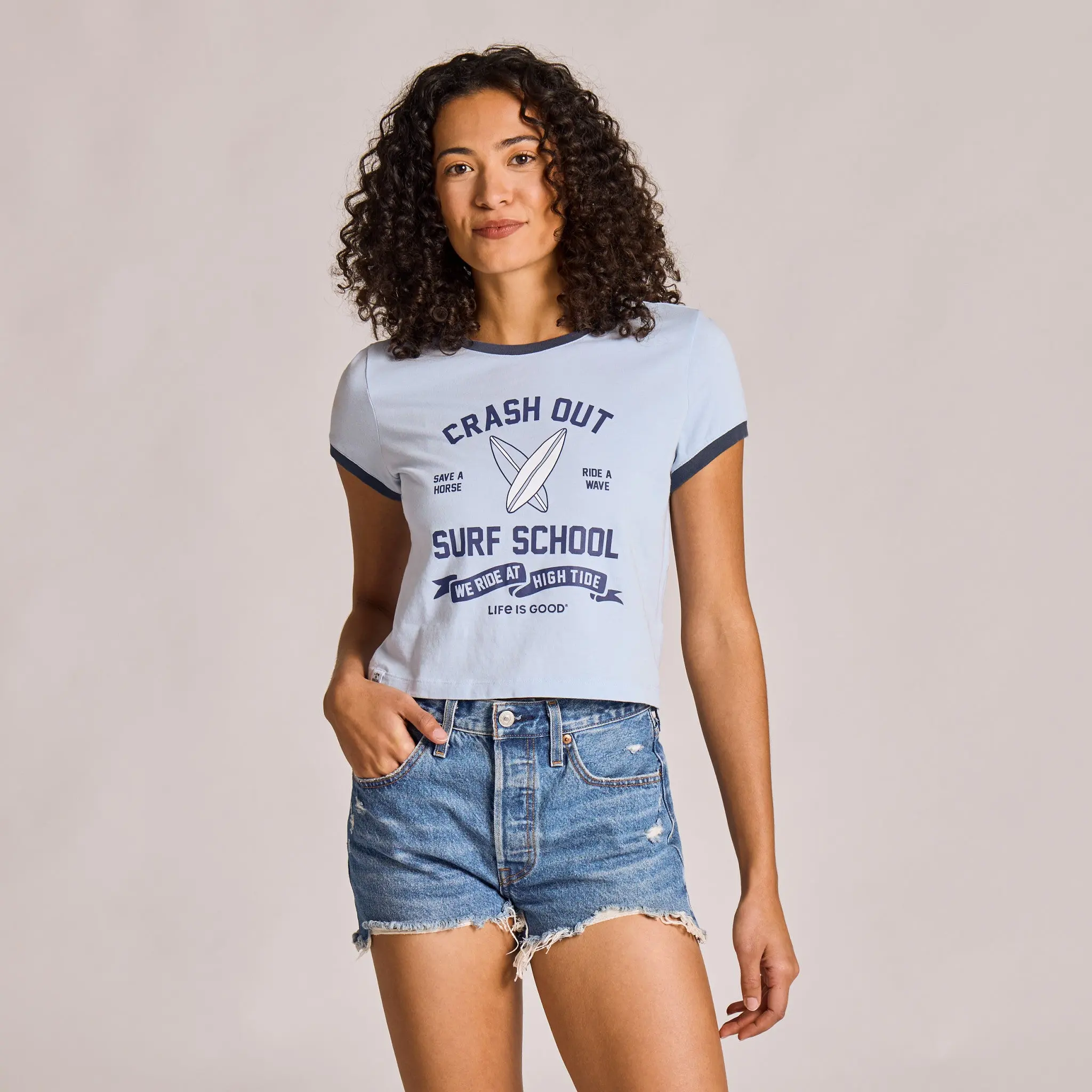 Women's Crash Out Surf School Crusher-LITE Shrunken Ringer Tee