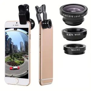 3-In-1  Lens for phones  Lens Kit with Macro, Fisheye & 180° Wide Angle View, Perfect for Selfies & Photography, Enhance Your Mobile Camera Experience