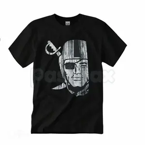 Raiders Wood-Grain Graphic T-Shirt – Distressed Pirate Logo Tee | Las Vegas Football Gameday Top | Viral Raiders Fan Fit