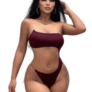 PT SXY Women's Transparent One Shoulder Hollow-Out Backless Sexy Bodysuit for Womenswear and Tops Underwear Comfort Lady Short Minimalist Basic Sleeveless Fit Comfortable