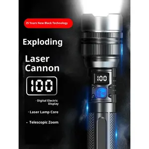 2026 Strong Flashlight, Rechargeable,Waterproof,Emergency Lighting,Red&Blue Alarm Lights,Camping Gadgets,for Fishing Garden Night Security Road Garage