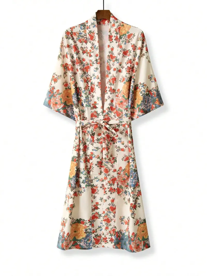 sachin and babi light blue dress Bianca Wrap Kimono in Yellow Bird S1 / Yellow main image 0