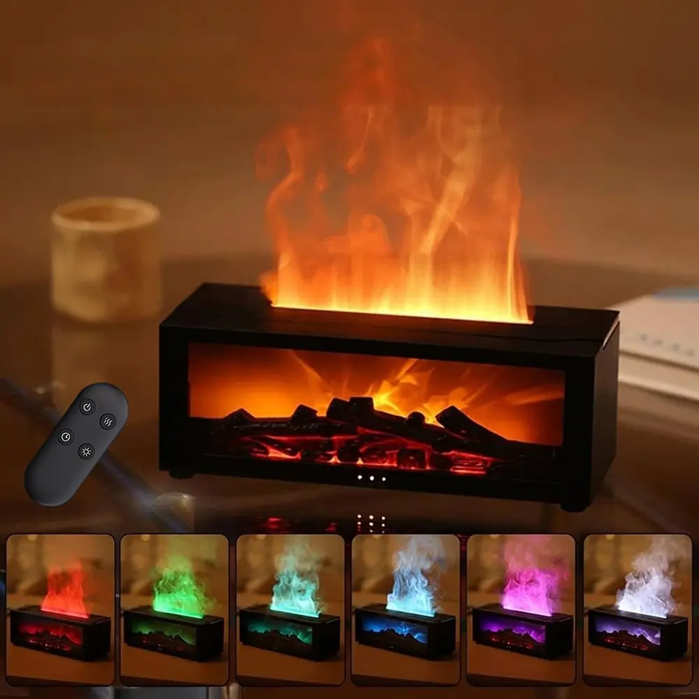 Fireplace Diffuser, Aromatherapy for home, Fireplace Diffusers for Essential Oils, Mini Flame Wireless Aromatherapy Fireplace Humidifier Aroma Oil Diffuser 7 Color with Remote Timer and Auto Off, Fragrance Machine