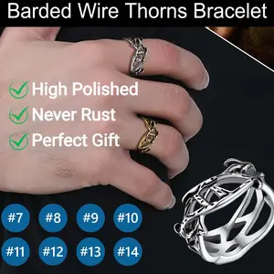 FaithHeart Thorns Ring For Unisex Christian Crown of Thorns Ring Stainless Steel