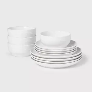 12pc Stoneware Westfield Dinnerware Set - Beautiful and High Quality for Your Kitchen - Cookware - Microwave-Safe, Dishwasher-Safe