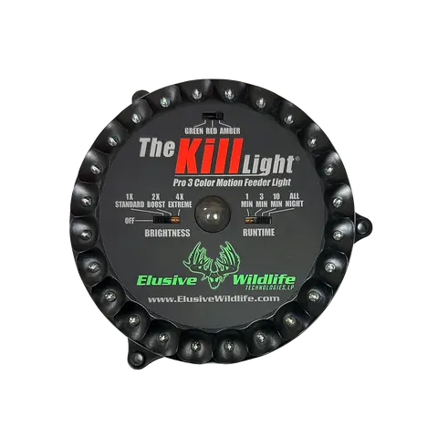 Elusive Wildlife Kill Light Pro 3 Color Feeder Light - Best Hunting Light for Deer Feeders/Hog Hunting - Motion Activated, Portable