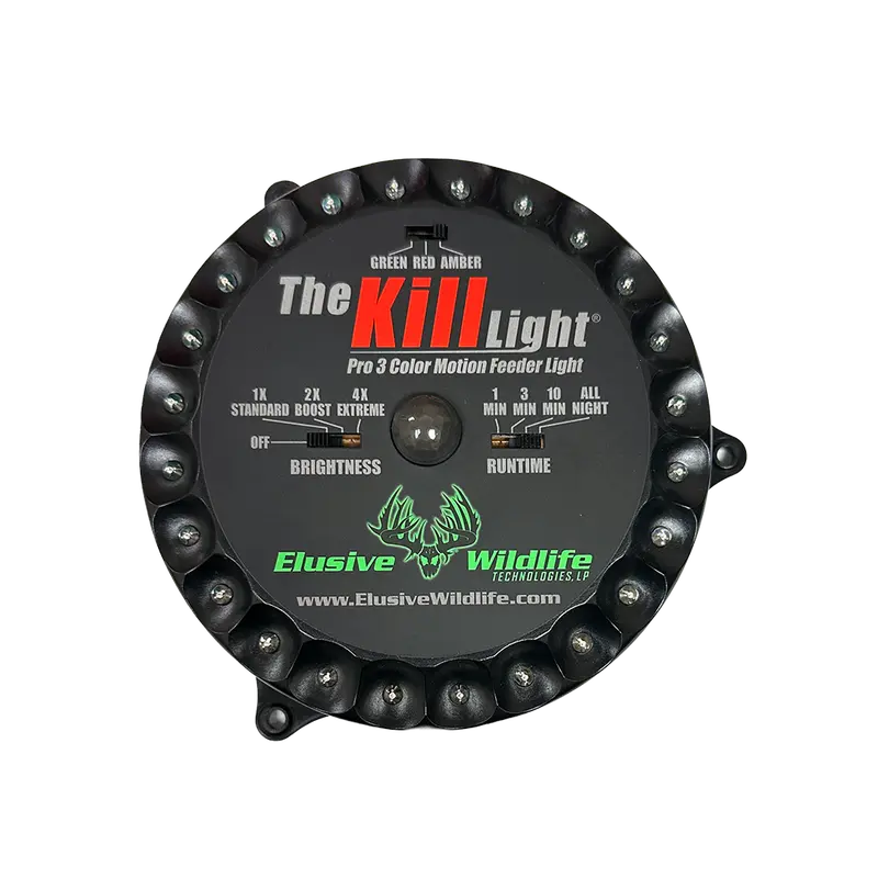 Elusive Wildlife Kill Light Pro 3 Color Feeder Light - Best Hunting Light for Deer Feeders/Hog Hunting - Motion Activated, Portable