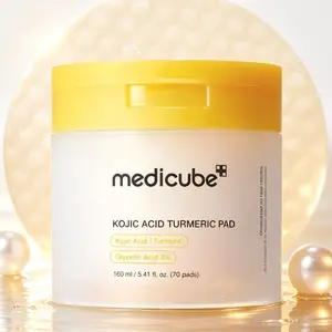 Medicube Official Partner Aha Clarifying Toner Pads (70 Sheets) - Kojic Acid, Turmeric, Glycolic Acid, Niacinamide - Soothing, Brightening, Exfoliating Post-Spot Care for Acne-Prone Skin - Korean Daily Facial Clear Skincare Toner