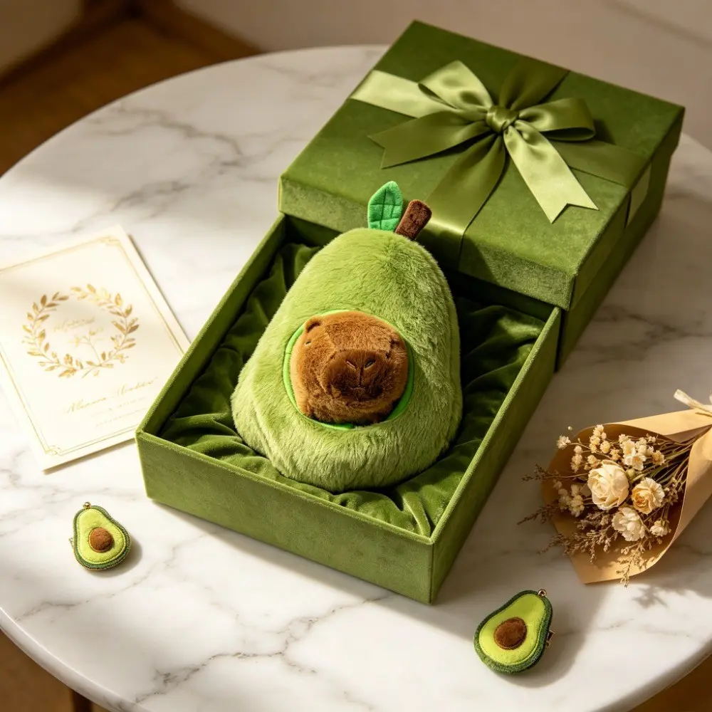 Avocado Capybara Plush Toy, Funny Fun Style, Avocado Hat Design, Christmas Easter Birthday Gift, Stress Relief Doll, Cute Desk Decor