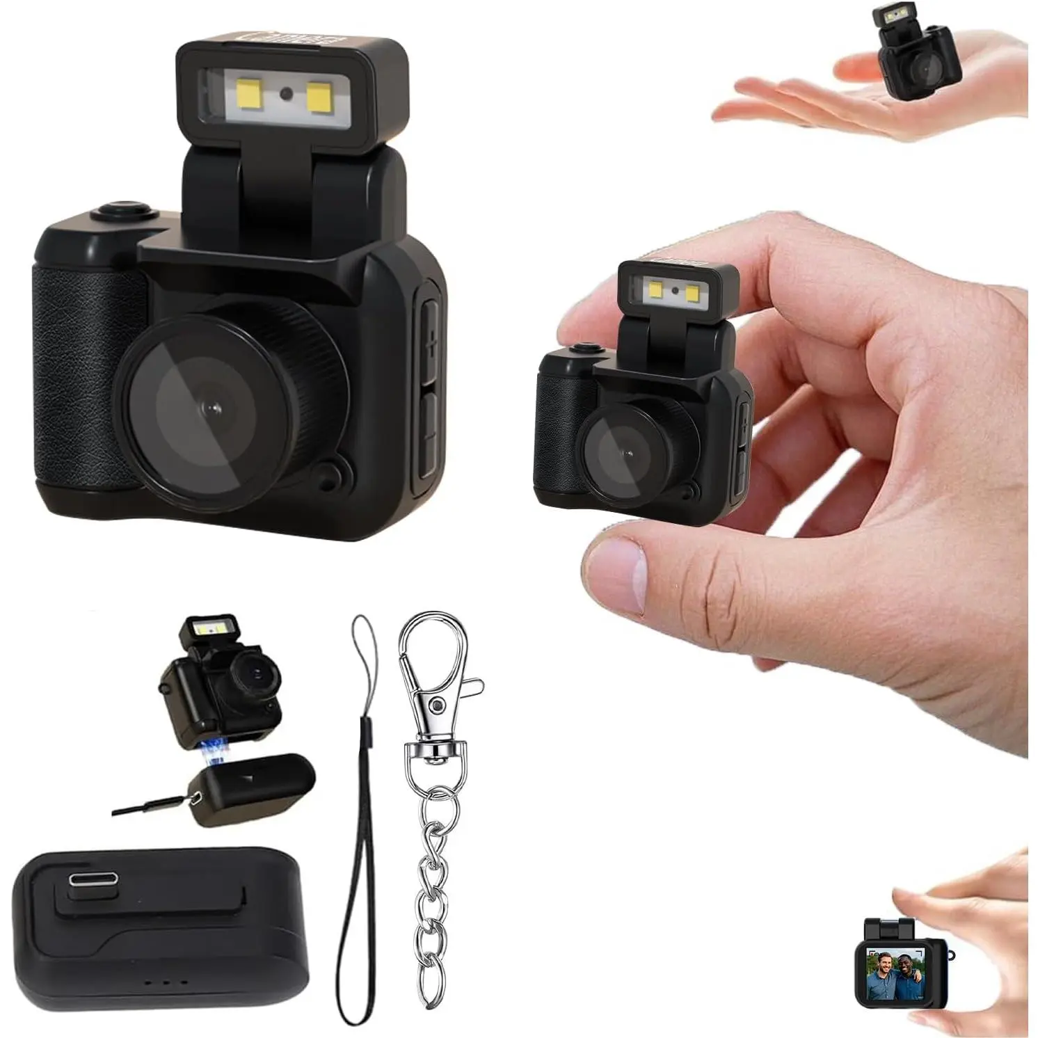 Retro Snap Camera,Mini Nostalgic  View, Snaps, Digital Photo Camera,Llavero Mini CaMara Retro,1080p  with Led Flash Light (Without Memory Card)