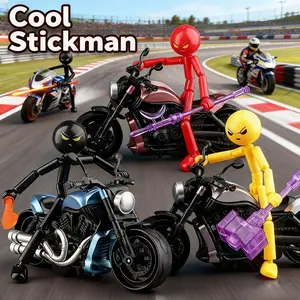 Cool Motorcycle Team Action Figures, Multi-Jointed Poseable Doll Model, Vehicle & Figure Set DIY Assembly Kit, Perfect for Decoration, Gift, Party