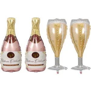 Champagne Bottle Balloons Champagne Glass Balloon Mylar Foil Balloons Birthday Engagement Bachelorette Party Bridal Shower Wedding Celebration Anniversary Decorations 4 count