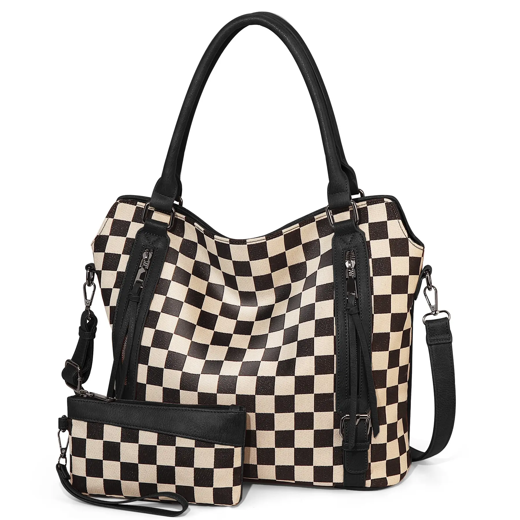 Women's Plaid Retro Large-Capacity Tote Bags Set - Crossbody, Commuter Shoulder Bag with Stylish Versatile Design, Tote Bags Women