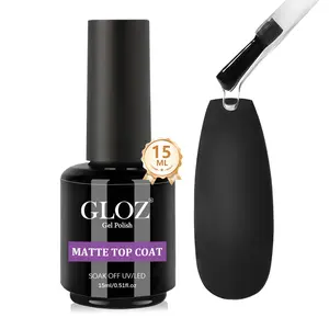 GLOZ 15ML Matte Gel Top Coat No Wipe UV LED Cure Soak Off Gel Nail Polish Long Lasting for Professional Salon & DIY Nails
