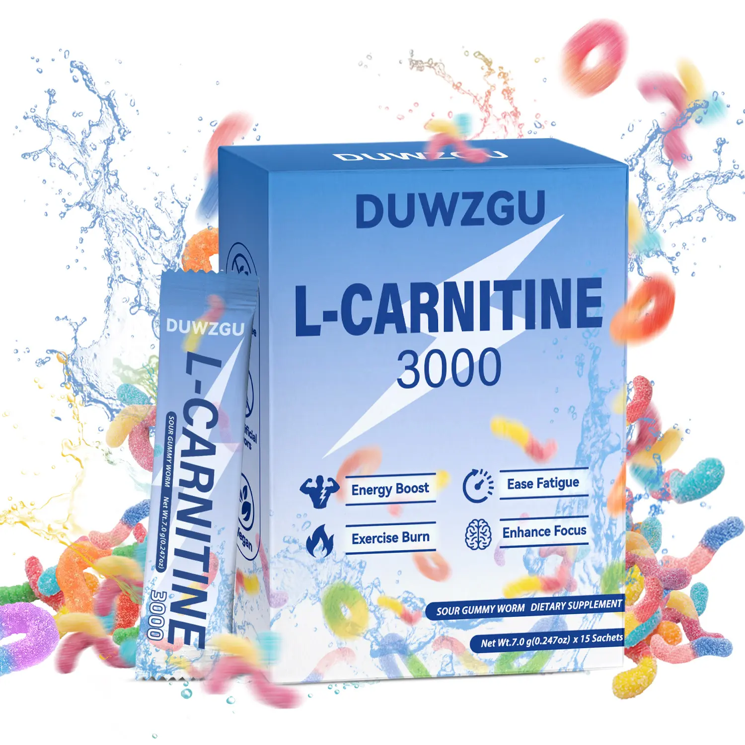 Acetyl Carnitine 3000mg Dietary Supplement | 15 Servings | Non-GMO, Gluten Free, Vegan