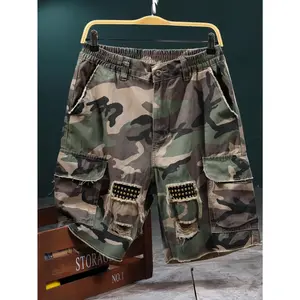 Camouflage High-Cotton Cargo Shorts | Distressed Streetwear Bottoms Size Up If You Prefer Loose Style