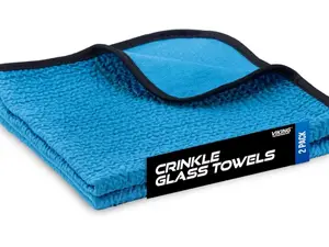 VIKING Glass Microfiber Cleaning Cloth for Car and Home 2 Pack, Glass Towels for Mirror, and Picture Frames, and Car Detailing Kit, 16 inch x 16 inch, Blue