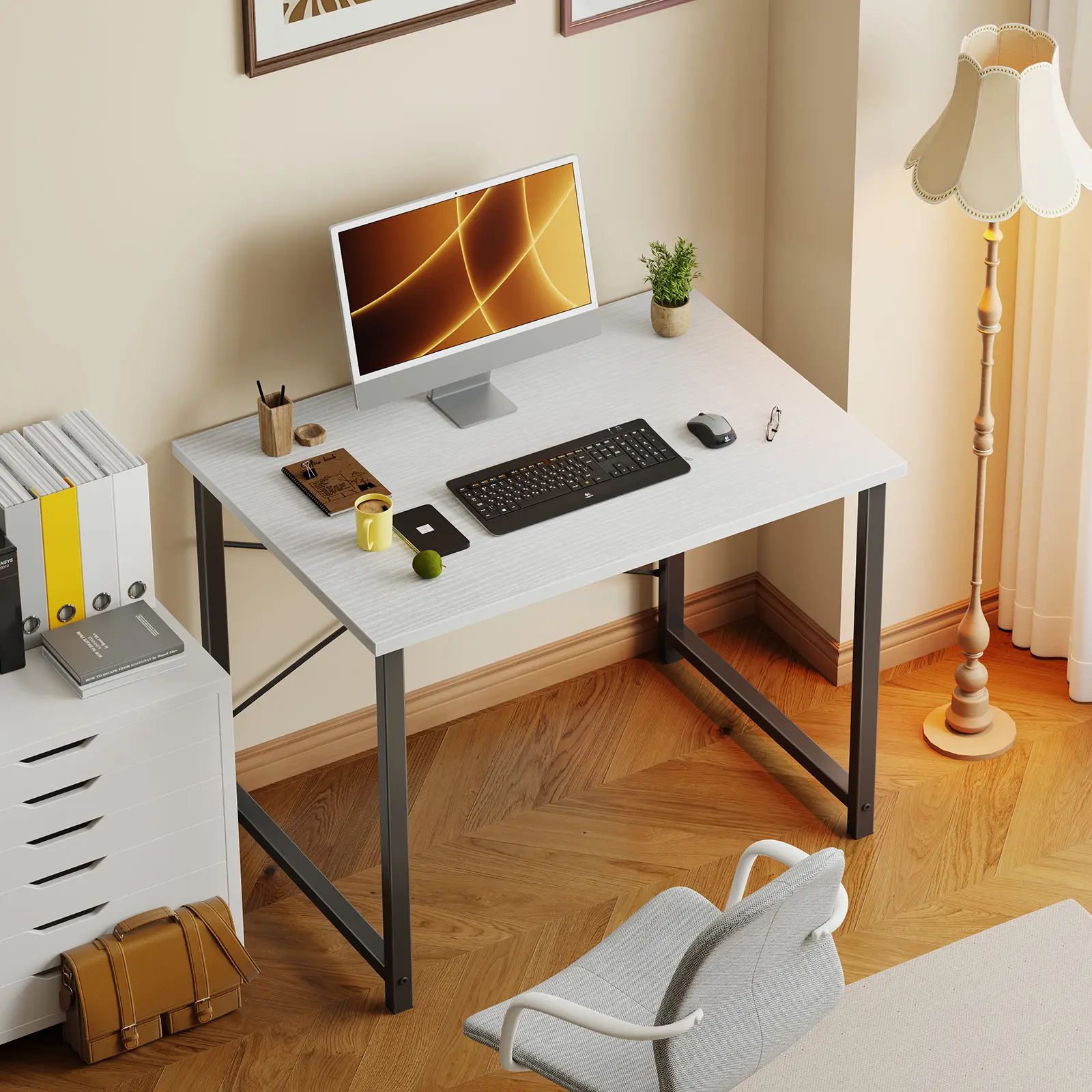 32 Inch Small Computer Desk Home Office Bedroom Study Workstation X-Shaped Frame Modern Simple Gaming Table