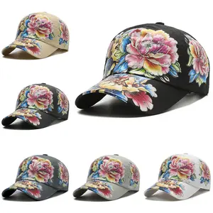 1/2 Pack Women’s Floral Print Baseball Cap, Quick Dry Breathable Mesh Peony Sun Hat, Lightweight Summer UV Protection Adjustable Sports Cap for Running Hiking Daily Wear