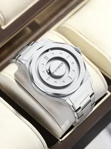 Men's Fashion Dial Watch, Fashionable Wristwatch, High-Quality Stainless Steel Band, Unique Roman Numeral Design, Perfect Gift for Casual Wear, Quartz Analog Wristwatch, Analog Quartz Watches