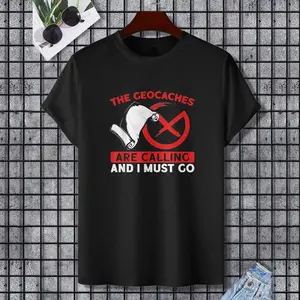 Geocache – Adventure Seeker Geocache Box Navigation Lover T-Shirt, 100% Cotton, Single Side Printed, Black Short Sleeve T-shirt, Gift for Family Friends, S-XXXL, 1 pc, Fabric Weight 180g Menswear Top