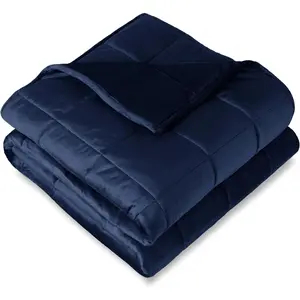 Premium Minky Weighted Blanket - Twin/Full Size, 7lb, 40"x60", Dark Blue, Heavy Glass Beads, for Adults, Toddlers