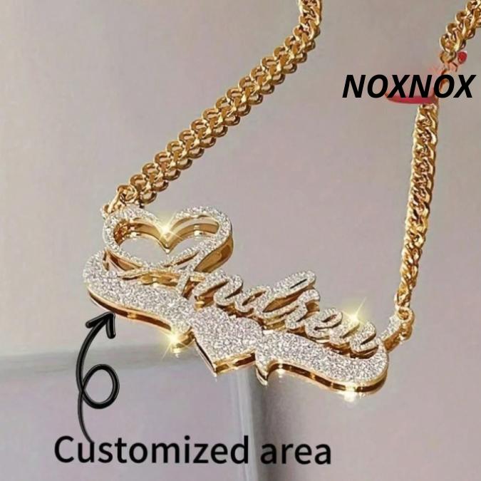 Personalized Name Necklace With Cuban Chain – Custom Heart Letter Pendant Stainless Steel Gift For Men Women