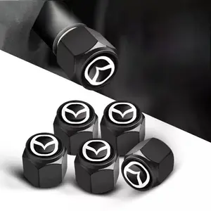 5pcs Car Wheel Tire Valve Caps Stem Case with Logo, Auto Styling for Mazda 2 3 6 5 Axela Atenza Cx 5 Cx3 323, Emblems Accessories, Auto Parts