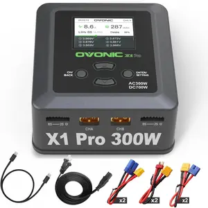 Ovonic X1 Pro dual RC LiPo battery balance charger for 1s 2S 3S 4s 5S 6S LIPO batteries, life/NiCd/NiMH/lihv batteries-ac 300W / DC 700W 16A smart fast charging, with sync charging mode