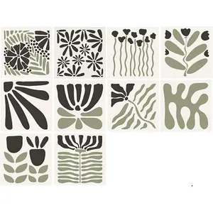 Peel and Stick Tile for Wall Backsplashes Decals Minimalist Floral Sticker Self Refitting Art Film Decoration 10 PCS