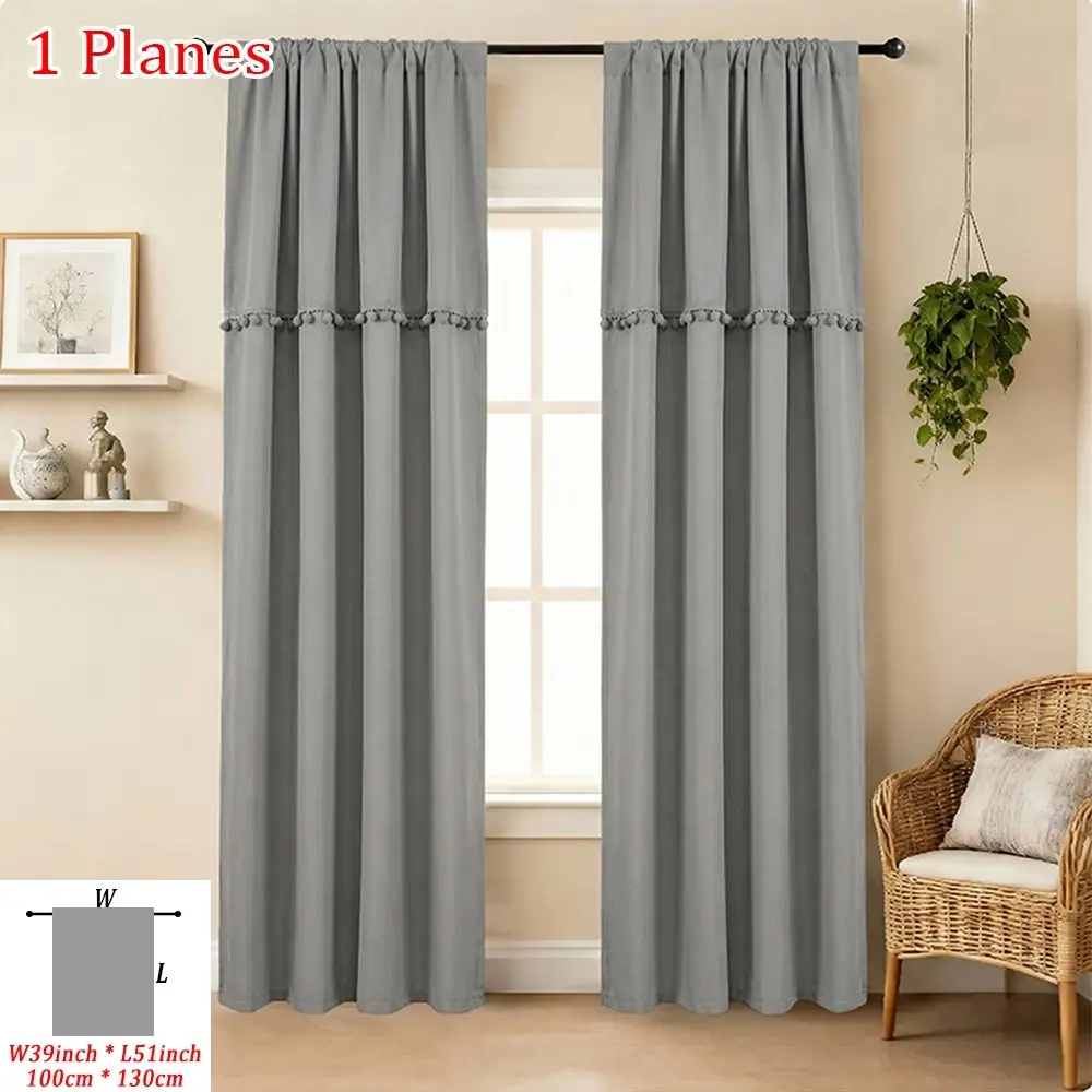 1pc Simple Ball Decorative Blackout Curtain, Sunscreen Insulation, Washable Fabric, Modern Home Window Decoration, Suitable for Bedroom Kitchen Living Room
