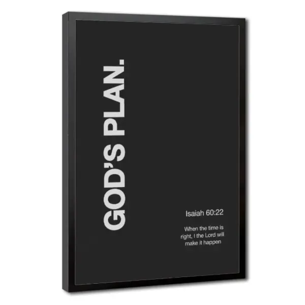 God's Plan Isaiah 6022 Christian Canvas Wall Art, Minimalist Bible Verse Print, Black & White Religious Poster, Framed or Unframed Wall Decor for Bedroom, Living Room, Office, Inspirational Christian Gift