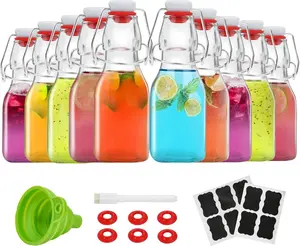 Swing Top Glass Bottles 4 oz With Flip Airtight  for  Brewing, Beverages, Oil, Vinegar, Water, Soda, Kefir, Limoncello, Homemade , vanilla10 Pack