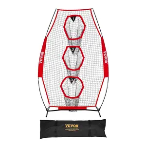 VEVOR 8 x 4 inch Football Trainer Throwing Net, Training Throwing Target Practice Net with 5 Target Pockets, Knotless Net Includes Straps and Portable Carry Case, Improve QB Throwing Accuracy, Red