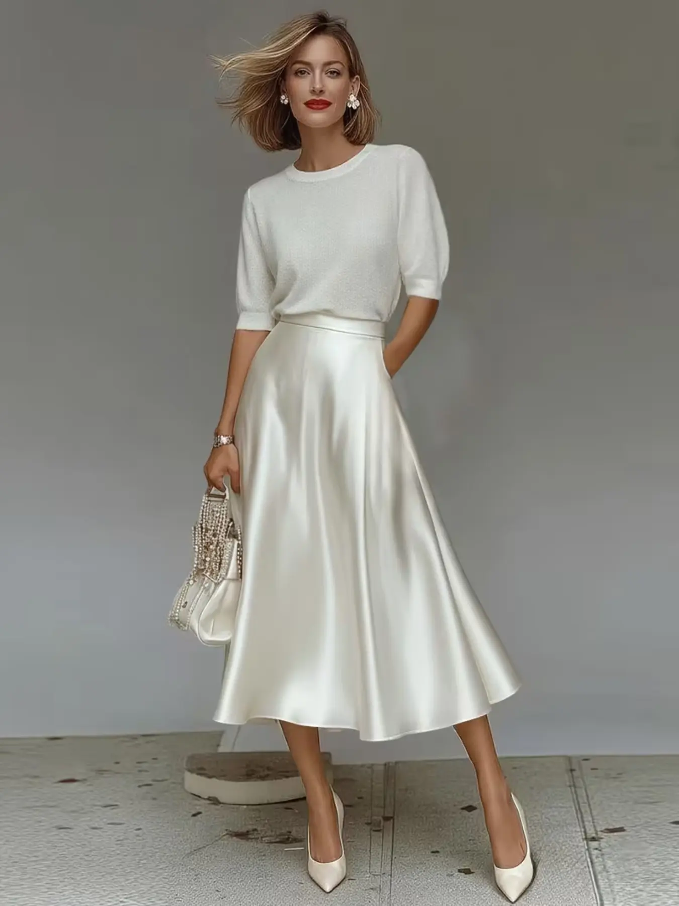 Summer New Arrival Satin-Like Velvet Half Skirt, Casual Home Wear, Leisurely Travel, Fashion Commute, Chic Elegant Women's Skirt