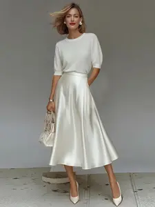 Summer New Arrival Satin-Like Velvet Half Skirt, Casual Home Wear, Leisurely Travel, Fashion Commute, Elegant Women's Skirt