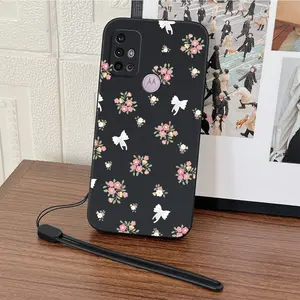 Cute Cartoon phone Case Leaf Print Cover for MOTOROLA G84/G54/G34/G24/G14/G04/G60/G72/G71/G60S/G82/G53/G52/G51/G32/G31/G41/G30/G20/G10/G22/Edge30/E32/E40//E22i/E20/E13 Animation Design + tpu Hand Strap